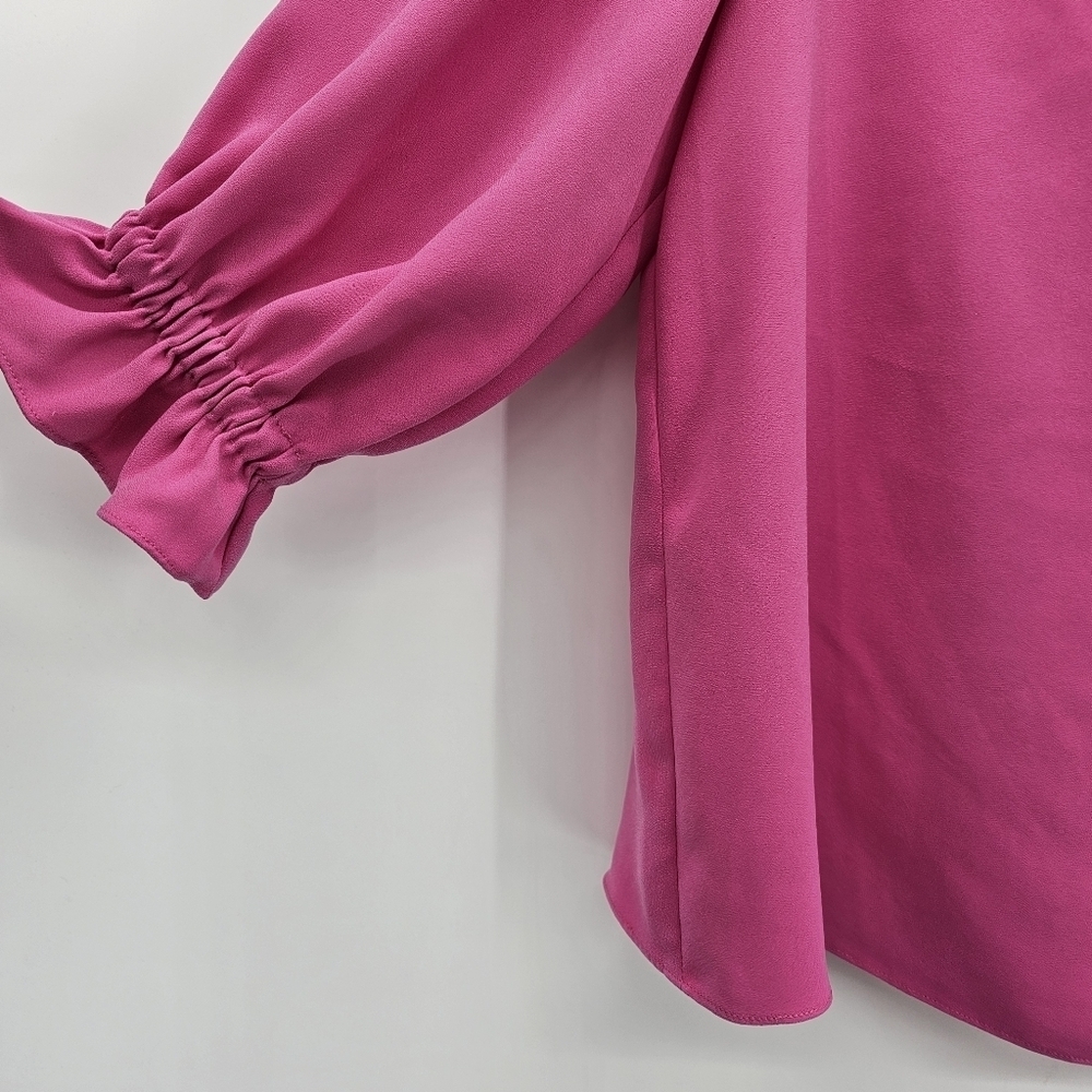 Trina Turk Women's Loose Fit Crepe Off The Shoulder Bublegum Pink Size Small - Picture 3 of 5